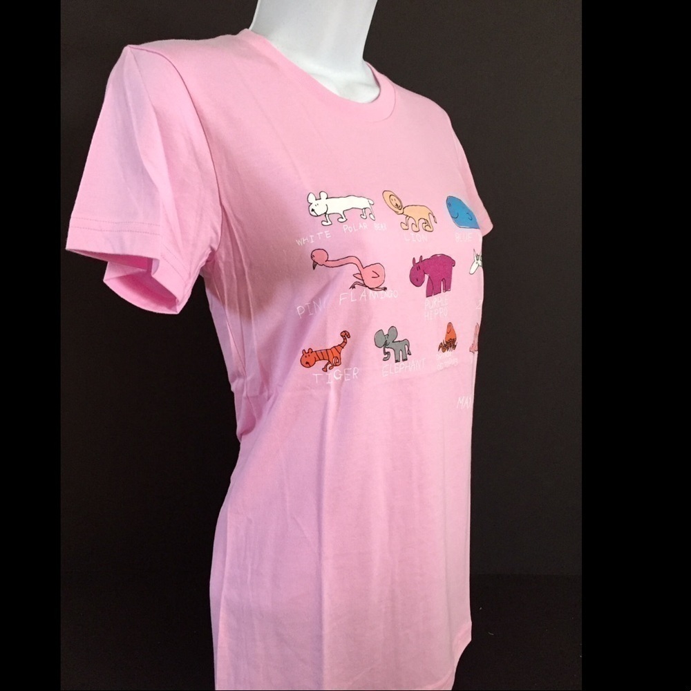 𝅺AMERICAN Apparel Animal Art T-shirt‎ Pink